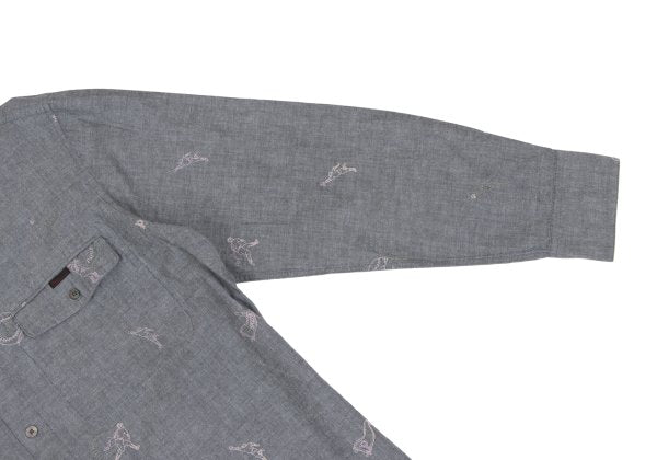 Papas Cotton Embroidered All-Over Shirt Gray Size 48M