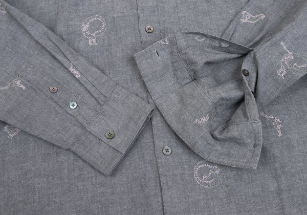Papas Cotton Embroidered All-Over Shirt Gray Size 48M