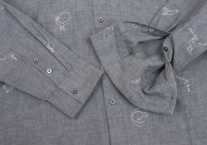 Papas Cotton Embroidered All-Over Shirt Gray Size 48M