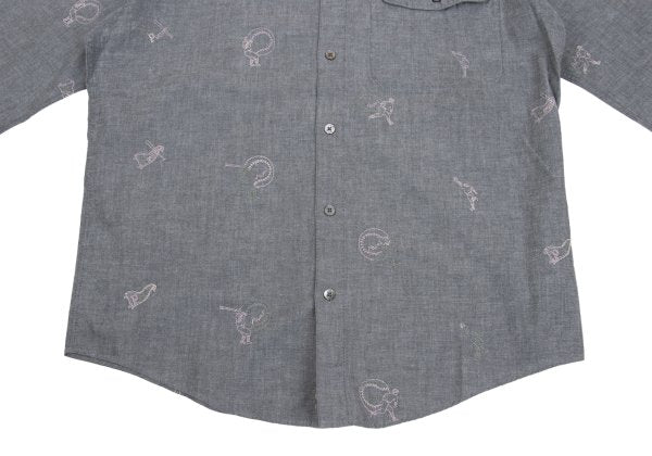 Papas Cotton Embroidered All-Over Shirt Gray Size 48M