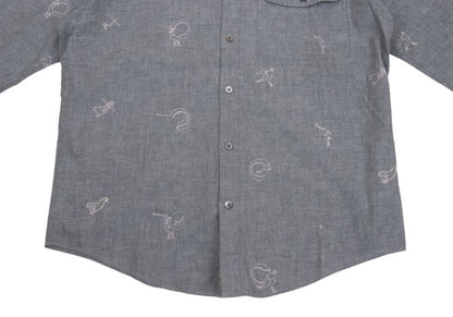 Papas Cotton Embroidered All-Over Shirt Gray Size 48M
