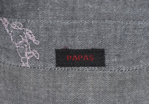 Papas Cotton Embroidered All-Over Shirt Gray Size 48M