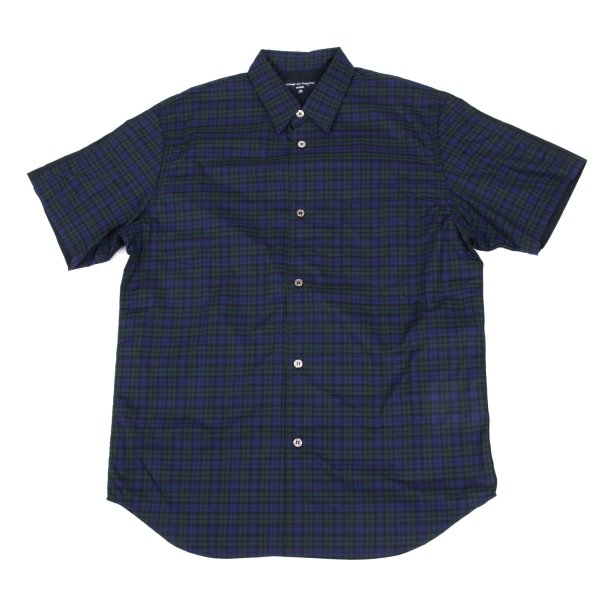 COMME des GARCONS HOMME Panel Check SS Navy Green Shirt Size XS