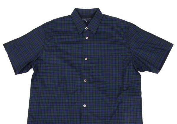 COMME des GARCONS HOMME Panel Check SS Navy Green Shirt Size XS