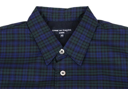 COMME des GARCONS HOMME Panel Check SS Navy Green Shirt Size XS