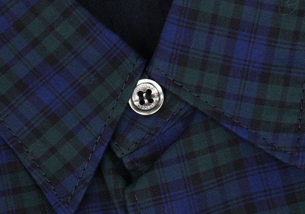 COMME des GARCONS HOMME Panel Check SS Navy Green Shirt Size XS