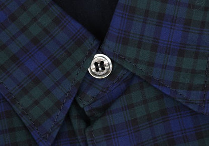 COMME des GARCONS HOMME Panel Check SS Navy Green Shirt Size XS
