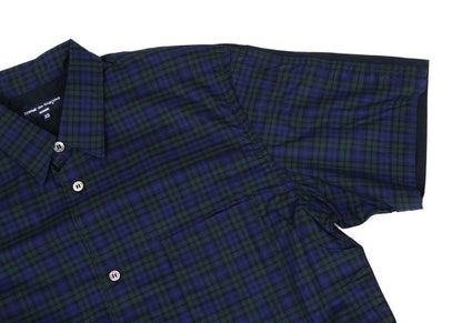 COMME des GARCONS HOMME Panel Check SS Navy Green Shirt Size XS