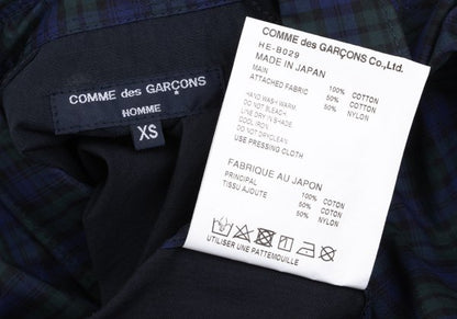 COMME des GARCONS HOMME Panel Check SS Navy Green Shirt Size XS