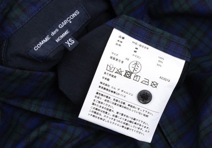 COMME des GARCONS HOMME Panel Check SS Navy Green Shirt Size XS
