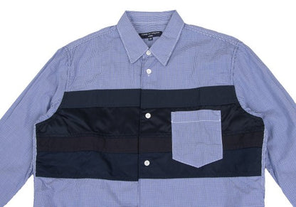 COMME des GARCONS HOMME Mixed Material Shirt Blue Size XS