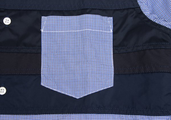 COMME des GARCONS HOMME Mixed Material Shirt Blue Size XS