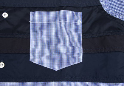 COMME des GARCONS HOMME Mixed Material Shirt Blue Size XS
