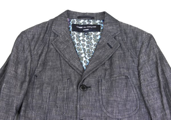 COMME des GARCONS HOMME Linen Paisley Jacket Gray Size XS