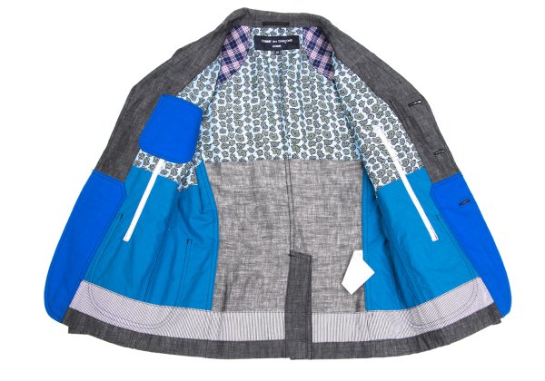 COMME des GARCONS HOMME Linen Paisley Jacket Gray Size XS