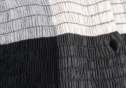 ISSEY MIYAKE Panel Stretch Cotton Shirt Wht/Blk/Gry Size 2