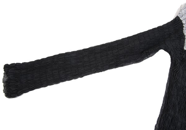 ISSEY MIYAKE Panel Stretch Cotton Shirt Wht/Blk/Gry Size 2