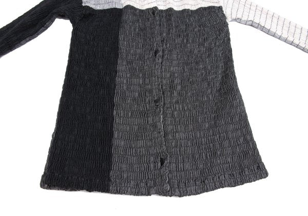 ISSEY MIYAKE Panel Stretch Cotton Shirt Wht/Blk/Gry Size 2