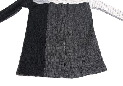 ISSEY MIYAKE Panel Stretch Cotton Shirt Wht/Blk/Gry Size 2