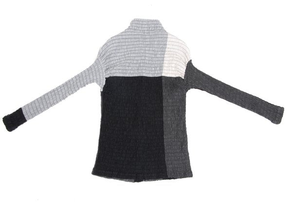 ISSEY MIYAKE Panel Stretch Cotton Shirt Wht/Blk/Gry Size 2