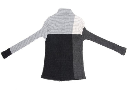 ISSEY MIYAKE Panel Stretch Cotton Shirt Wht/Blk/Gry Size 2