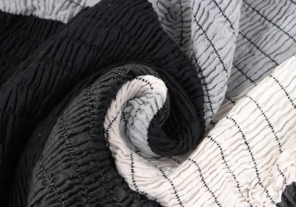 ISSEY MIYAKE Panel Stretch Cotton Shirt Wht/Blk/Gry Size 2