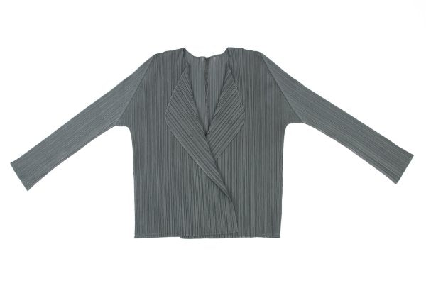 PLEATS PLEASE Pleated Buttonless Cardigan Gray Size 3