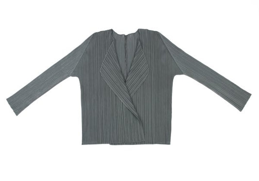 PLEATS PLEASE Pleated Buttonless Cardigan Gray Size 3
