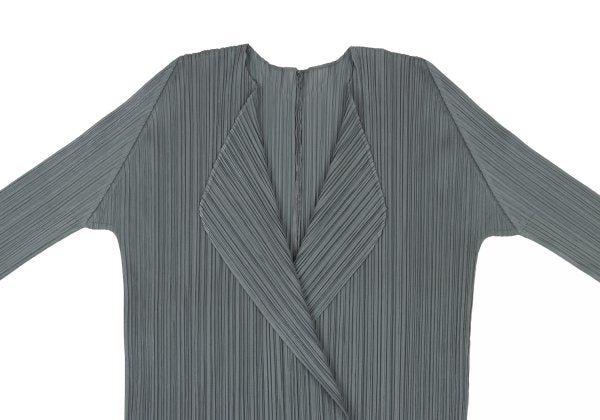 PLEATS PLEASE Pleated Buttonless Cardigan Gray Size 3