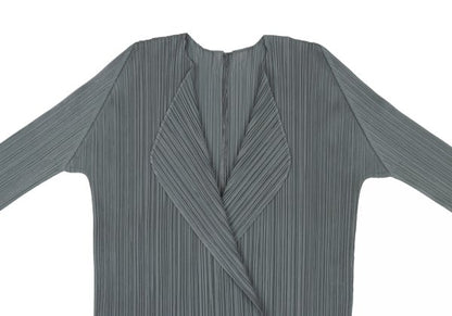PLEATS PLEASE Pleated Buttonless Cardigan Gray Size 3