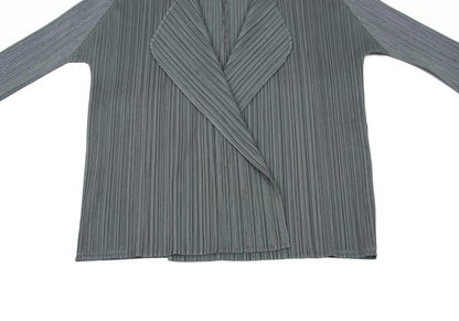 PLEATS PLEASE Pleated Buttonless Cardigan Gray Size 3