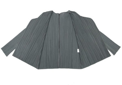 PLEATS PLEASE Pleated Buttonless Cardigan Gray Size 3