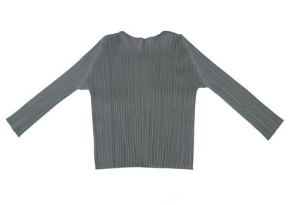 PLEATS PLEASE Pleated Buttonless Cardigan Gray Size 3