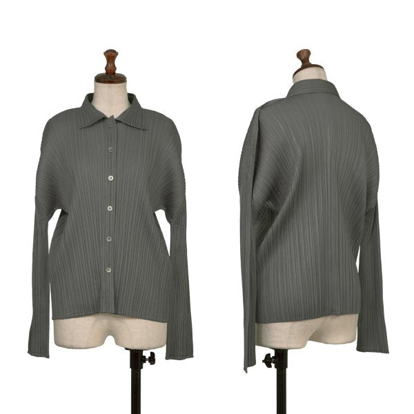 PLEATS PLEASE Pleated Long Sleeve Shirt Gray Size 3