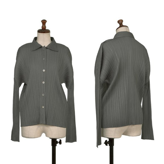 PLEATS PLEASE Pleated Long Sleeve Shirt Gray Size 3
