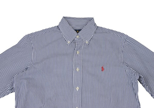 Ralph Lauren Cotton Striped Button Down Navy White Shirt Size S