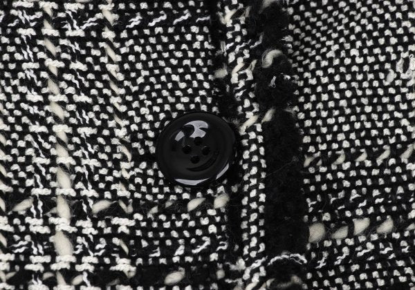 HIROKO BIS Check Tweed Fringe Jacket Black White Size 11