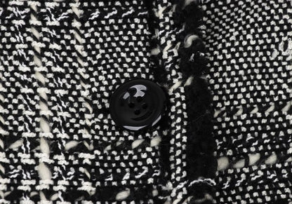 HIROKO BIS Check Tweed Fringe Jacket Black White Size 11