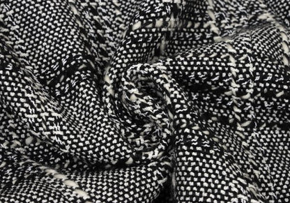 HIROKO BIS Check Tweed Fringe Jacket Black White Size 11