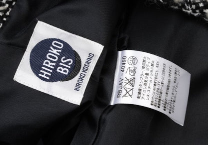 HIROKO BIS Check Tweed Fringe Jacket Black White Size 11