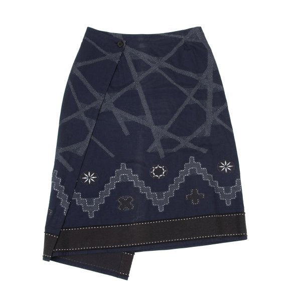 ISSEY MIYAKE HaaT Pattern Woven Cotton Skirt Blue Size 3