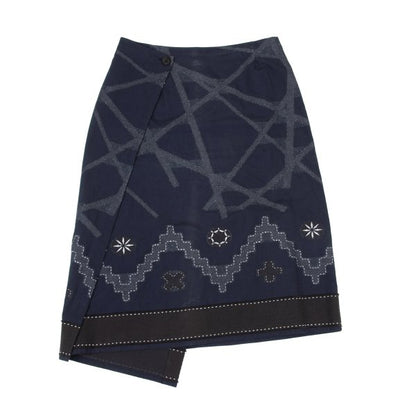 ISSEY MIYAKE HaaT Pattern Woven Cotton Skirt Blue Size 3