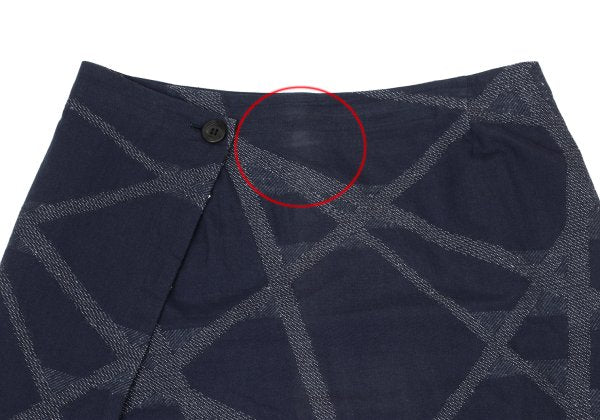 ISSEY MIYAKE HaaT Pattern Woven Cotton Skirt Blue Size 3