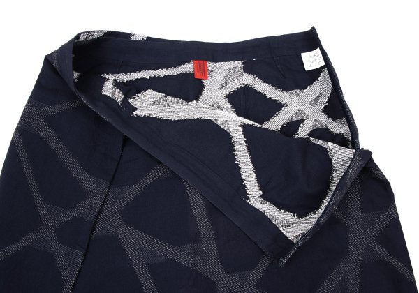 ISSEY MIYAKE HaaT Pattern Woven Cotton Skirt Blue Size 3