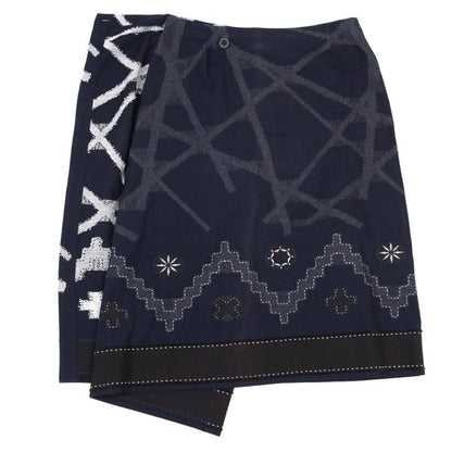 ISSEY MIYAKE HaaT Pattern Woven Cotton Skirt Blue Size 3
