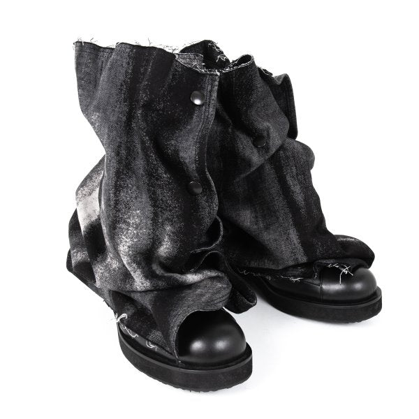 LIMI feu 25SS Leather Detachable Leg Black Grey Sneakers Size 26CM