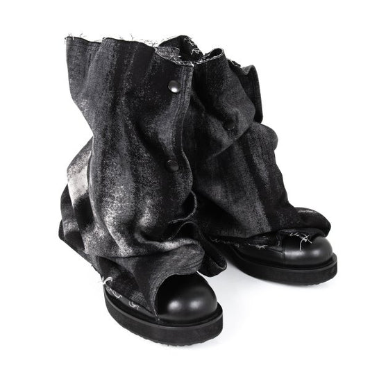 LIMI feu 25SS Leather Detachable Leg Black Grey Sneakers Size 26CM