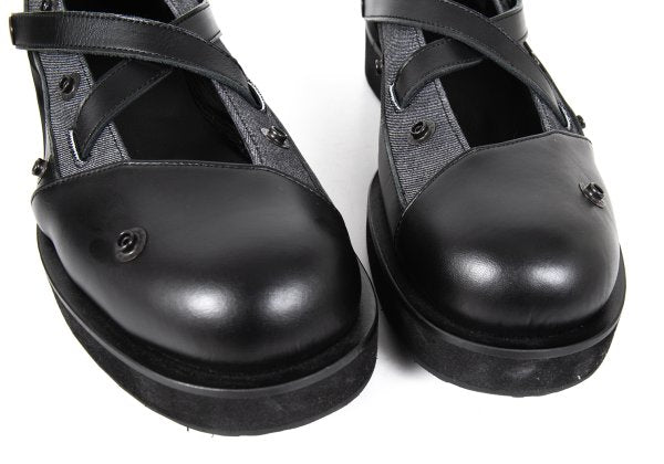 LIMI feu 25SS Leather Detachable Leg Black Grey Sneakers Size 26CM