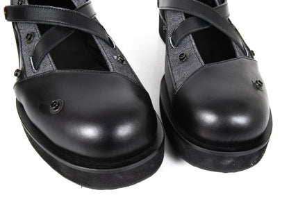 LIMI feu 25SS Leather Detachable Leg Black Grey Sneakers Size 26CM