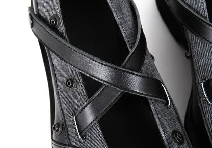 LIMI feu 25SS Leather Detachable Leg Black Grey Sneakers Size 26CM
